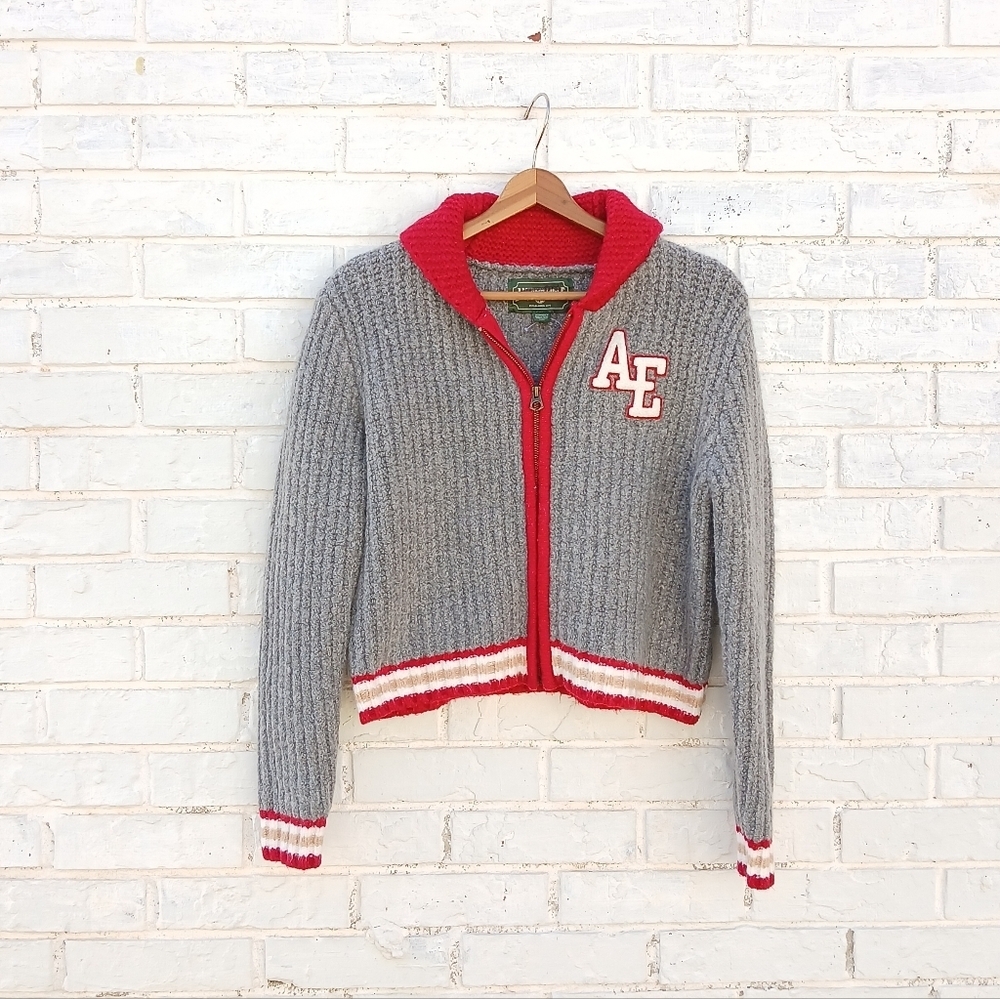 American Eagle Varsity Full Zip Cardigan Sweater - Picture 2 of 7